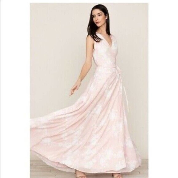 ANTHROPOLOGIE BHLDN YUMI KIM BRIDESMAID SASHAY AWAY WRAP MAXI DRESS BLUSH SZ XL - Picture 1 of 8